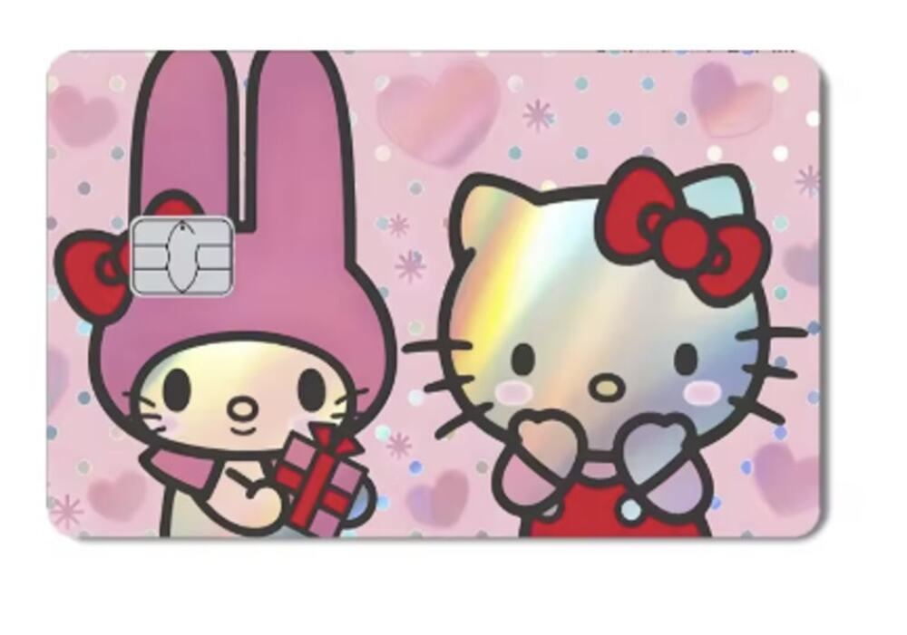 New Magic Shark Hello Kitty & Kuromi Credit Card Skin, Space for Small Chip